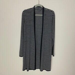 Eileen Fisher Striped Merino Wool Cardigan Sweater Duster Striped Small HOLE